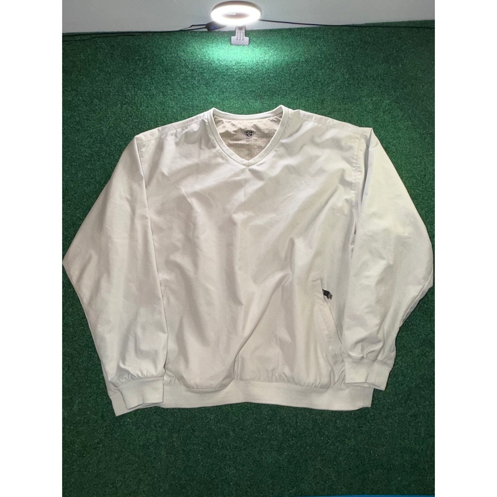 Nike Golf V-Neck Windbreaker Pullover Tan Beige Mens XL Zip Pockets L/S Jacket